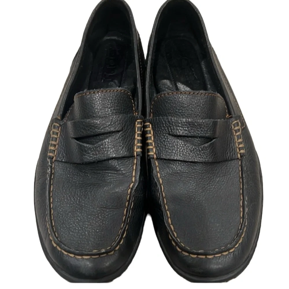 Black Leather Loafers Men's Size 8 Slip On